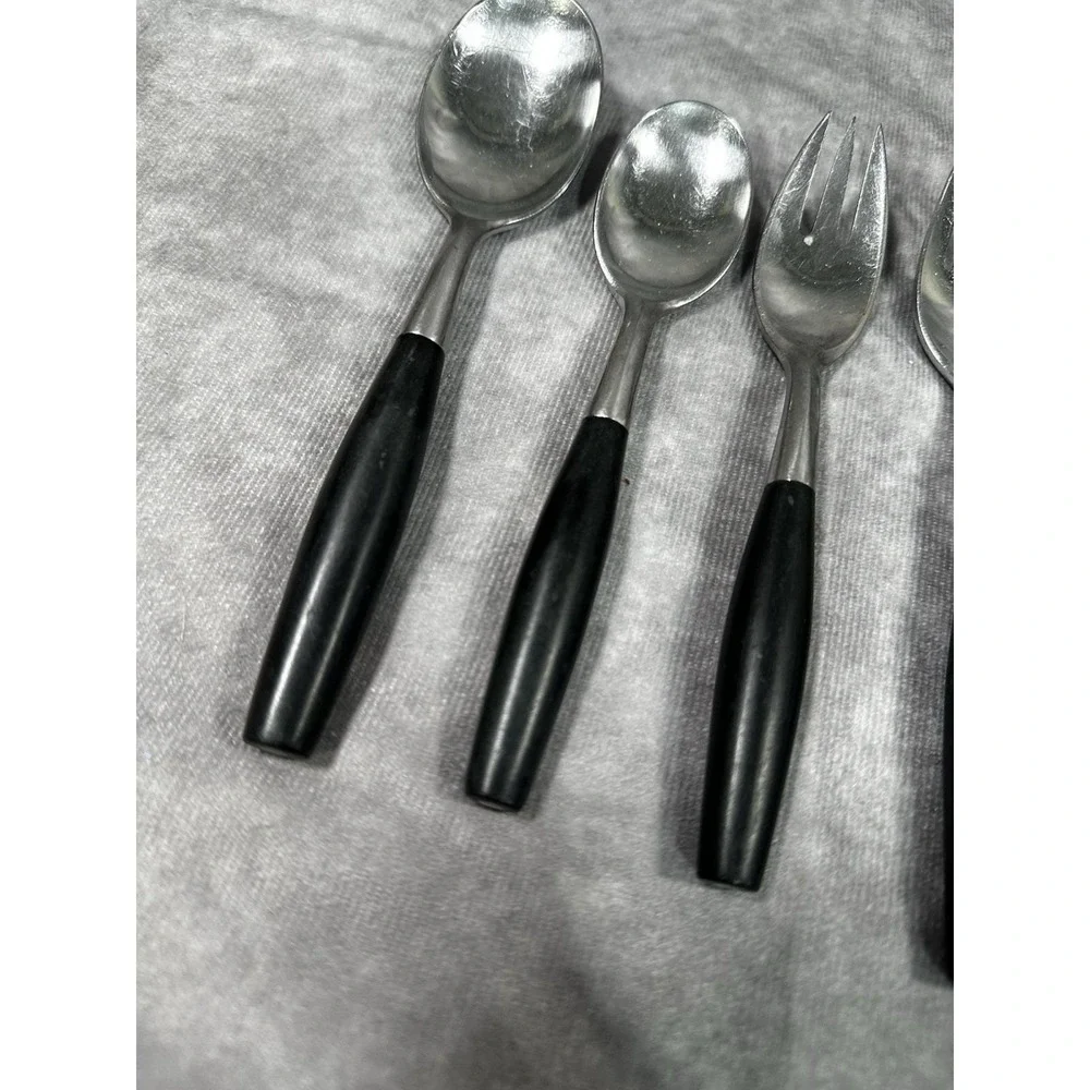 Dansk Dinner Fork‎ Spoon Kongo Black Handle Stainless Flatware Made in Germany